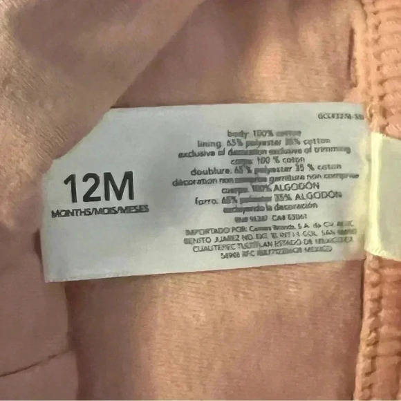 EUC Oshkosh BGosh Girls Light Pink Corduroy Overalls 12 M Buttons - Picture 6 of 6